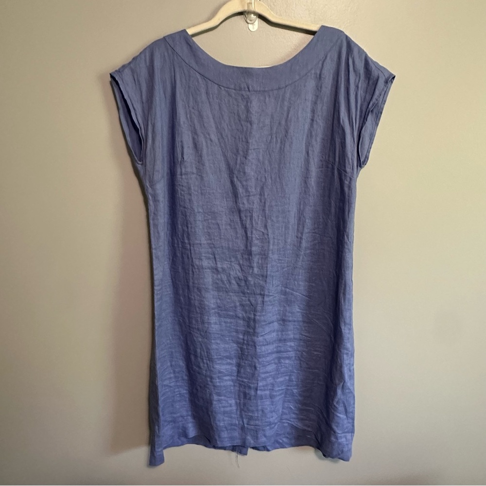 J Jill Love Linen Minimalist Blue Shift Dress Womens Medium